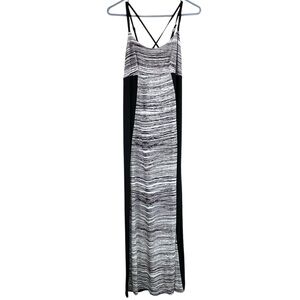 NEW Cosabella Ambracia Column Maxi Dress Black White Gray Strappy Sz L NWT